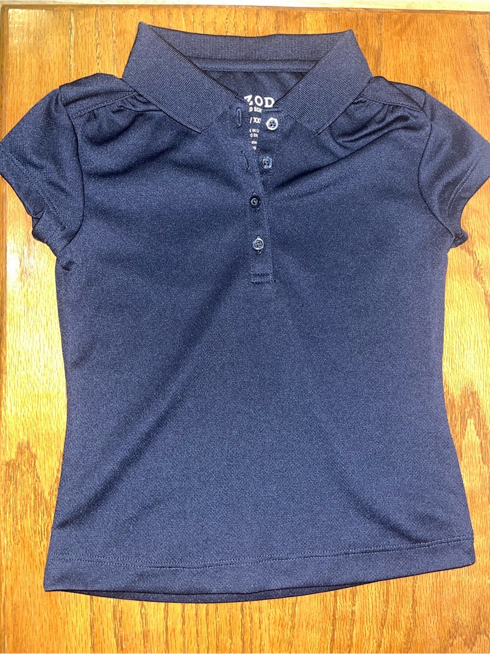 Izod Navy Girls' Short Sleeve Polo with Puff Sleeves